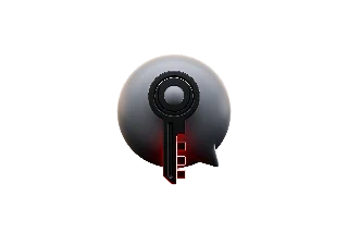 3D Digital Key and Speech Bubble Icon