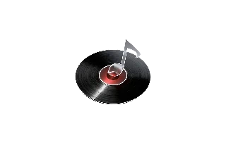 Stylized Vinyl Record with Glass Music Note